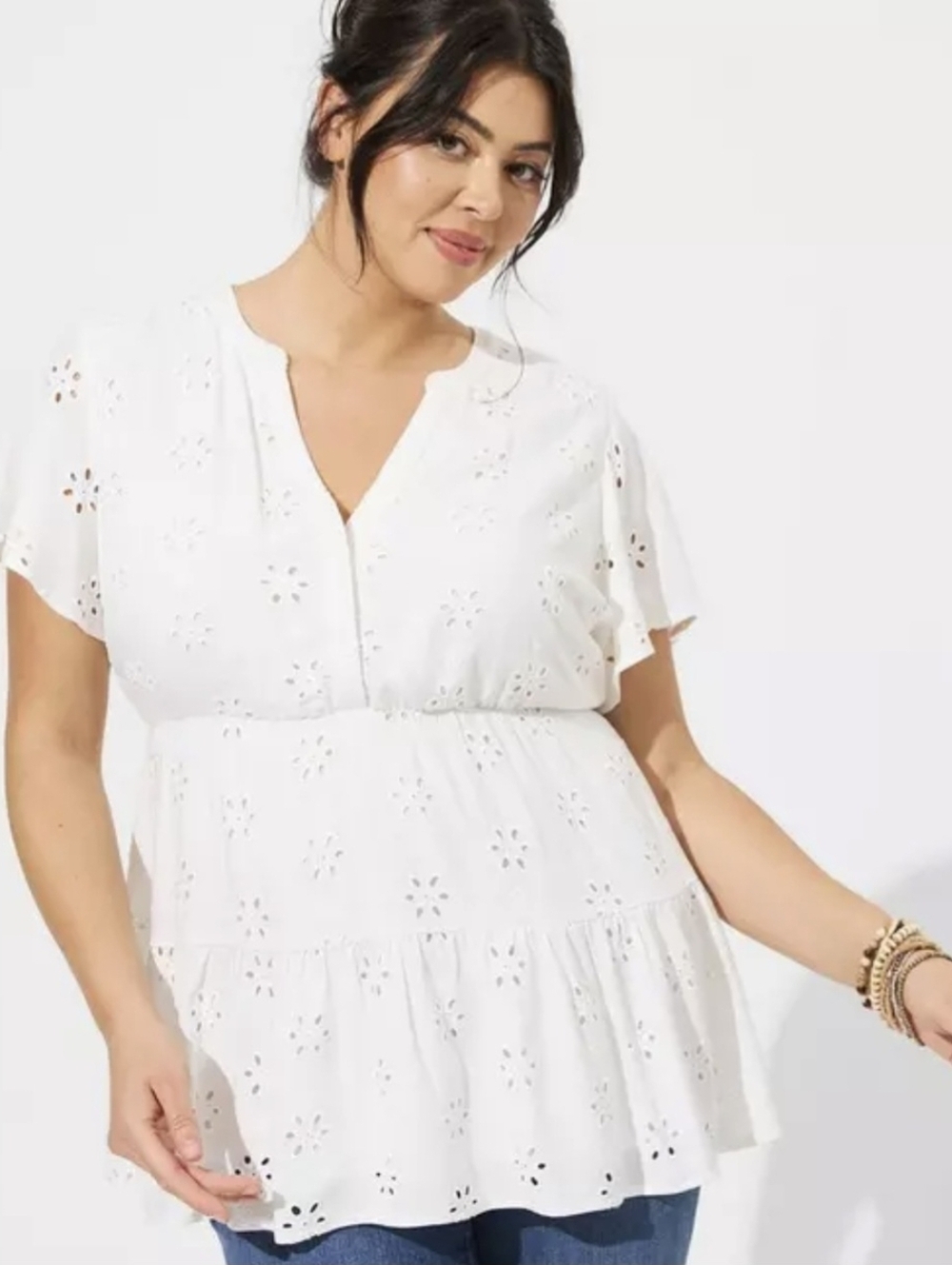 torrid White Eyelet Peplum Top